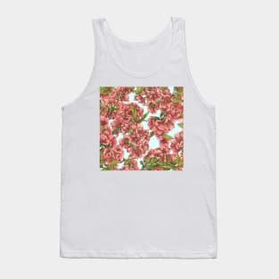 Watercolor quince branch on blue Tank Top